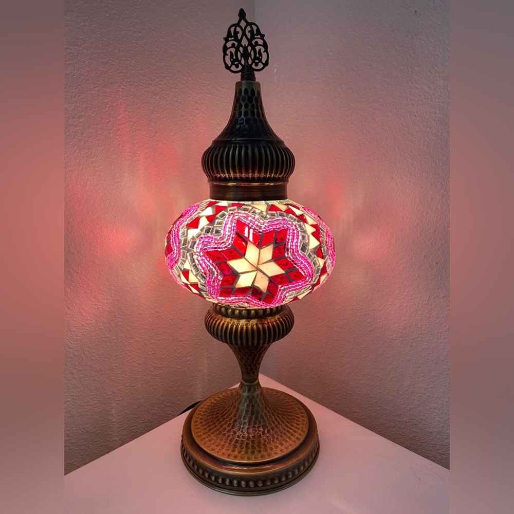 Handmade Turkish table lamp mosaic glass